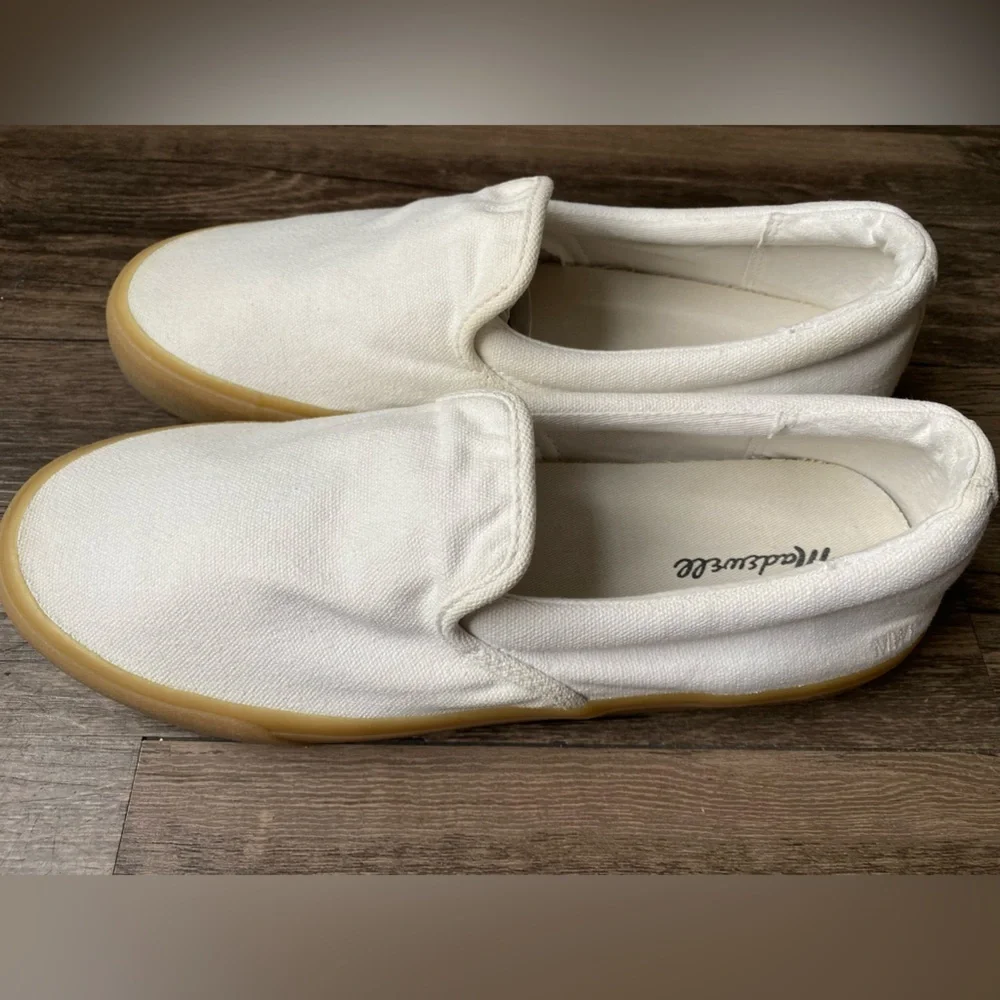 Madewell White Canvas Slip On Sneakers Womens Size 8